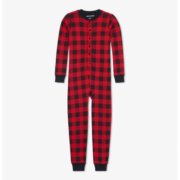 Kids Hatley little Blue House onesie union suit pajamas red plaid size 14 - Picture 13 of 14